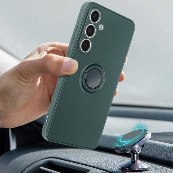 Coque för Samsung Galaxy S24 FE Ring Stöd Silikon Flexibel Grön