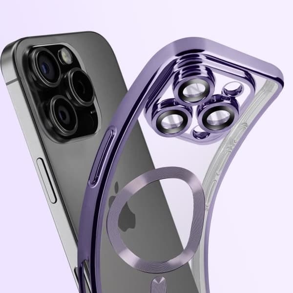 Coque MagSafe för iPhone 16 Pro Silikon Kontur Krom Lila