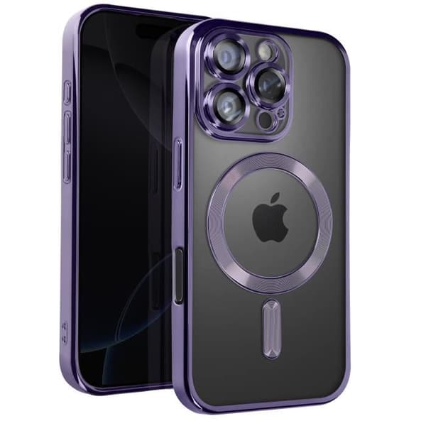 Coque MagSafe för iPhone 16 Pro Silikon Kontur Krom Lila