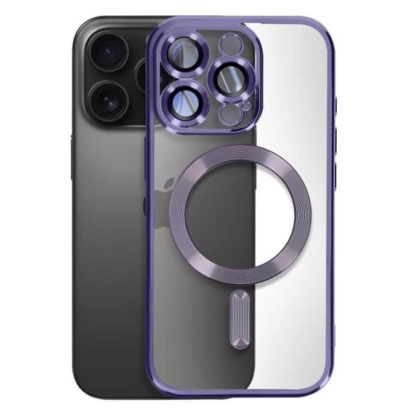 Coque MagSafe för iPhone 16 Pro Silikon Kontur Krom Lila