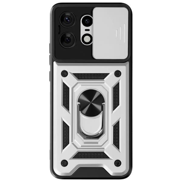 Coque för Motorola Edge 50 Pro Ring Stöd Kamera Skydd Glidande Silver