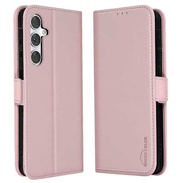 Ärende för Samsung S24 FE Fodral Plånbok Dubbel Magnetlås Rosa Pudrig