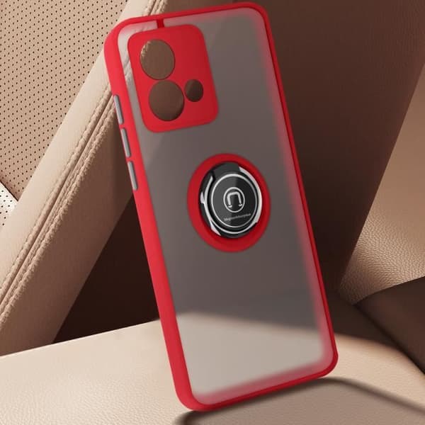 Coque för Motorola Moto G84 Med Metallring Videostöd Röd