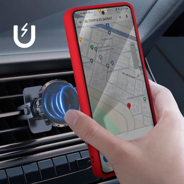 Coque för Motorola Moto G84 Med Metallring Videostöd Röd