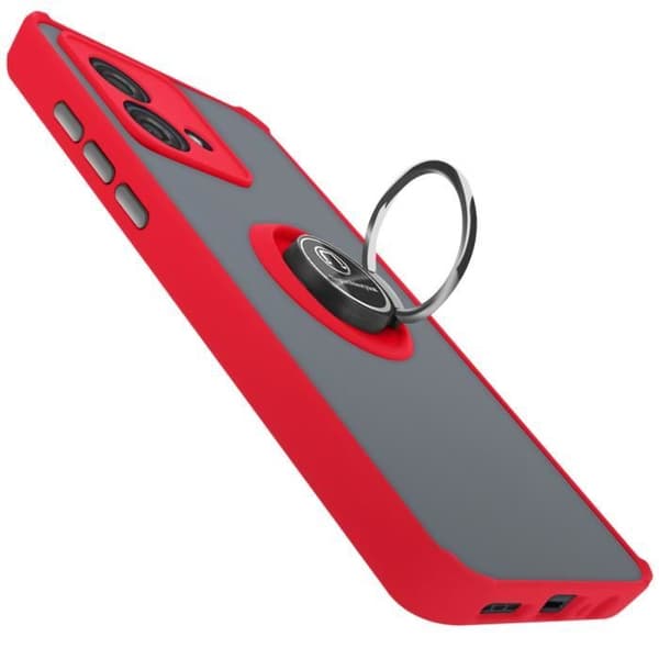 Coque för Motorola Moto G84 Med Metallring Videostöd Röd