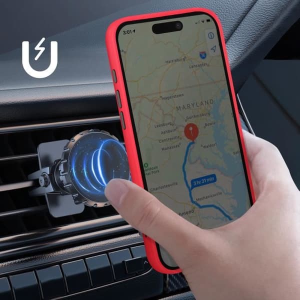 Coque för iPhone 16 Pro Max Metallring Videostöd Röd