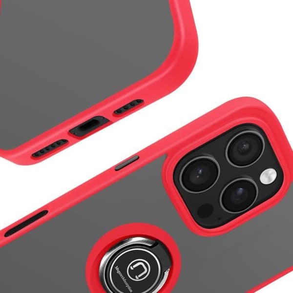 Coque för iPhone 16 Pro Max Metallring Videostöd Röd