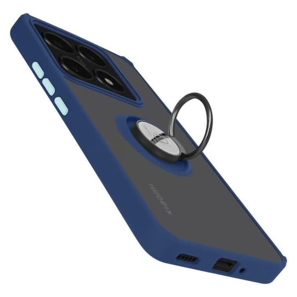 Coque för Xiaomi 14T Metallring Video Stöd Blå Natt