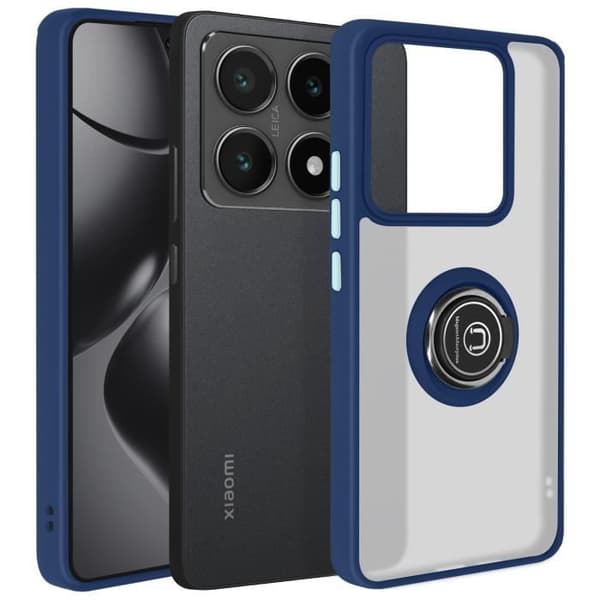 Coque för Xiaomi 14T Metallring Video Stöd Blå Natt