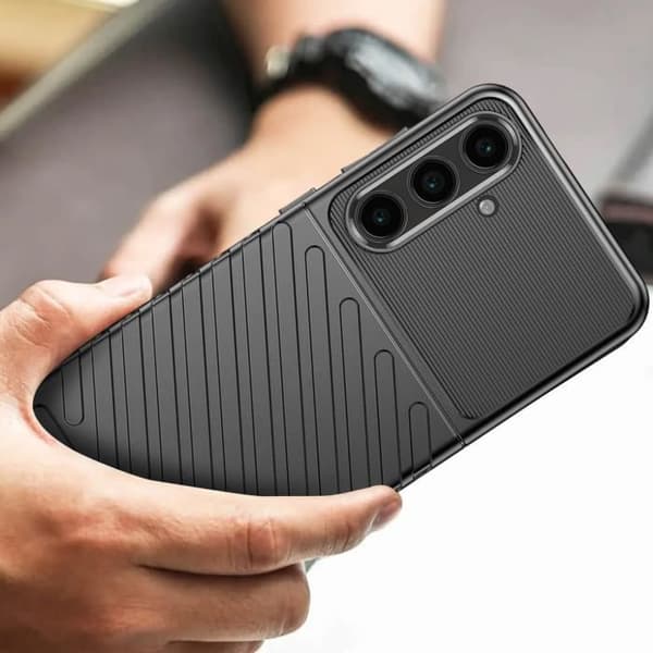 Coque för Samsung Galaxy S24 FE Design Strié Antidérapant Svart