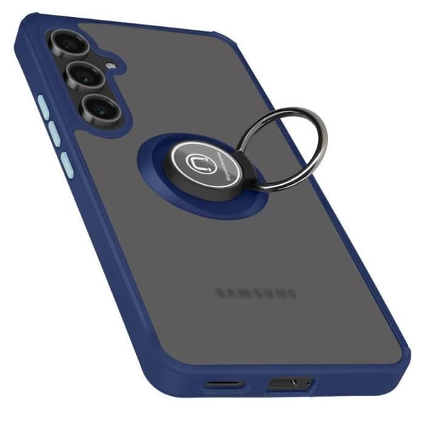 Skydd för Samsung Galaxy S24 FE Med Metallring Video Stöd Mörkblå