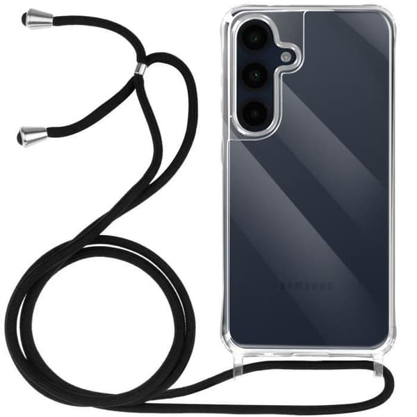 Skydd för Samsung Galaxy A16 i silikon med stötskydd och transparent flätad snodd