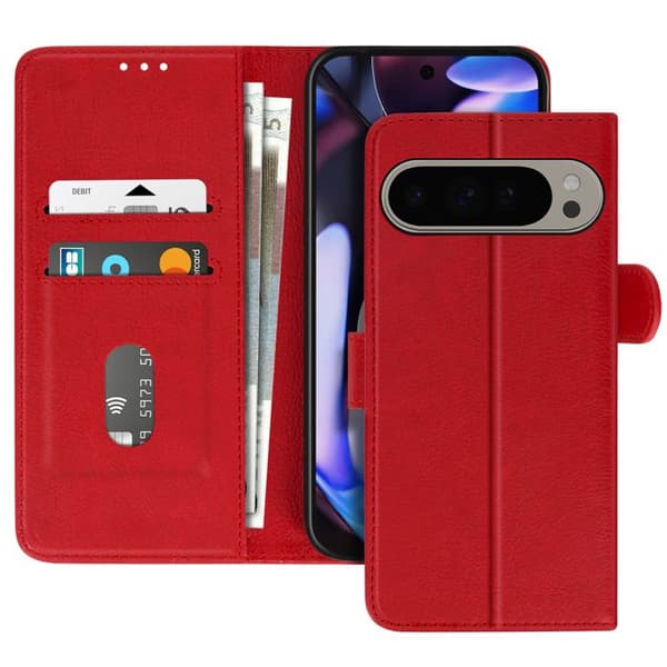 Fodral för Google Pixel 9 Pro XL Flip Wallet och Video Stöd Röd