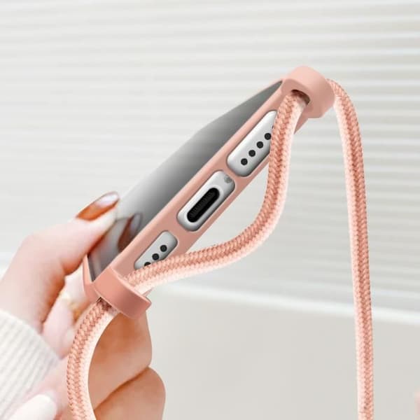 Coque Cordon Semi Rigide Soft touch för iPhone 16 Plus Rosa Champagne