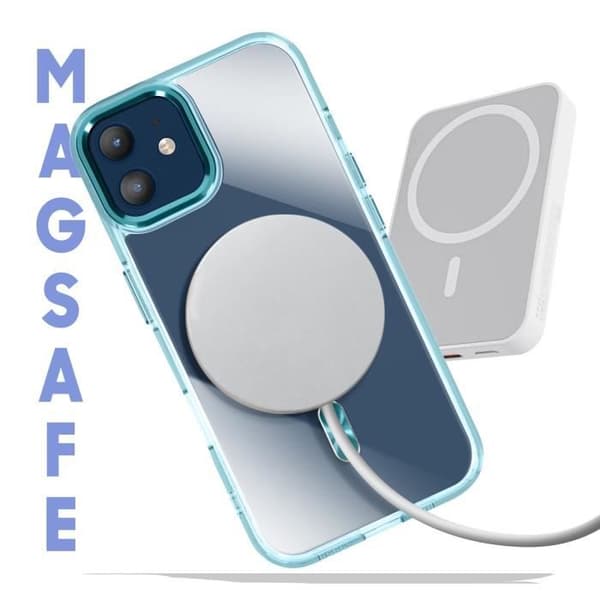 Coque MagSafe för iPhone 12 Pro och 12 Bakre Glas Färg Blå