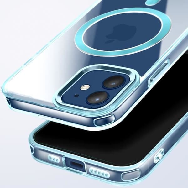 Coque MagSafe för iPhone 12 Pro och 12 Bakre Glas Färg Blå