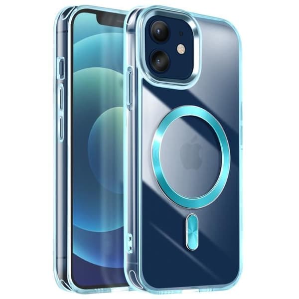 Coque MagSafe för iPhone 12 Pro och 12 Bakre Glas Färg Blå