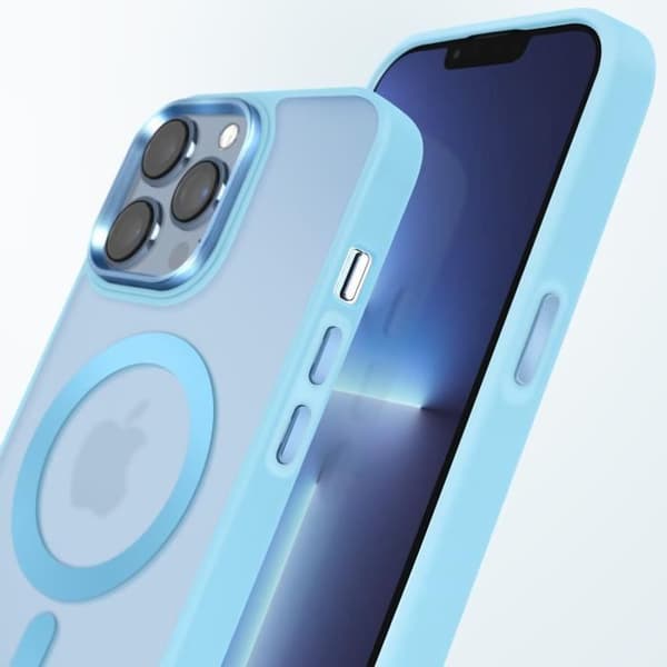 MagSafe-fodral för iPhone 13 Pro Max Matt Frostad Bakgrund Ljusblå Kontur