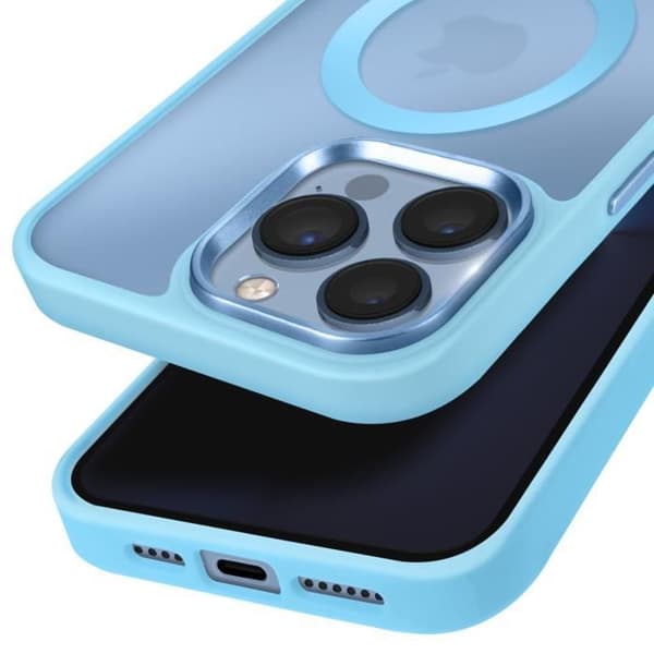 MagSafe-fodral för iPhone 13 Pro Max Matt Frostad Bakgrund Ljusblå Kontur