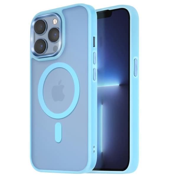 MagSafe-fodral för iPhone 13 Pro Max Matt Frostad Bakgrund Ljusblå Kontur