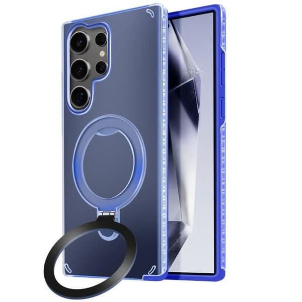 Coque MagSafe för Samsung Galaxy S24 Ultra Stöttålig Fällbar Blå