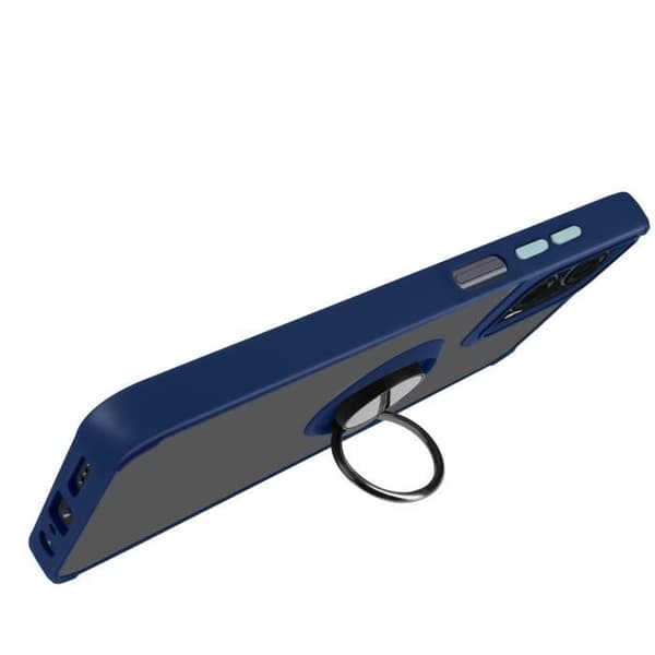 Coque för Motorola Moto G35 med Metallring Video Stöd Blå Natt