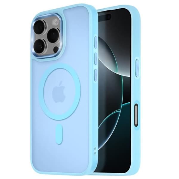Coque MagSafe för iPhone 16 Pro Max Matt Frostad Bakre Kontur Ljusblå