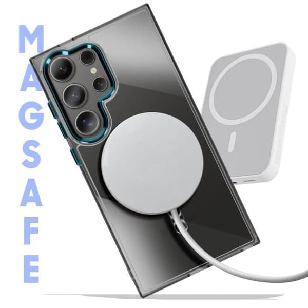 Coque MagSafe för Samsung Galaxy S24 Ultra Bakstycke Glas Färg Svart