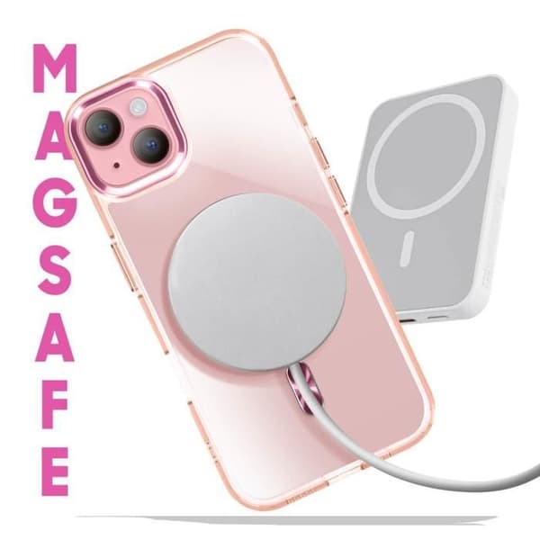 Coque MagSafe för iPhone 15 Bakre Kristall Färg Rosé Champagne