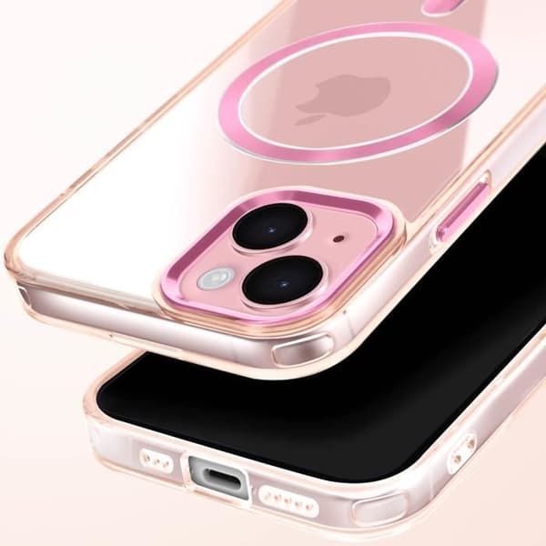 Coque MagSafe för iPhone 15 Bakre Kristall Färg Rosé Champagne