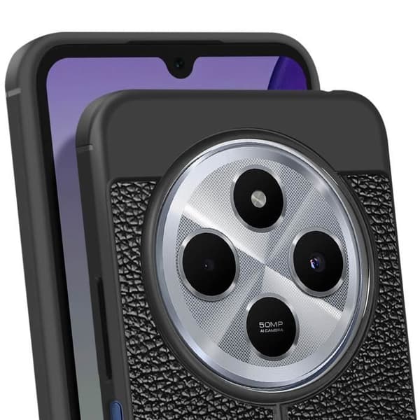 Coque för Xiaomi Redmi 14C Silikon Läderliknande Svart