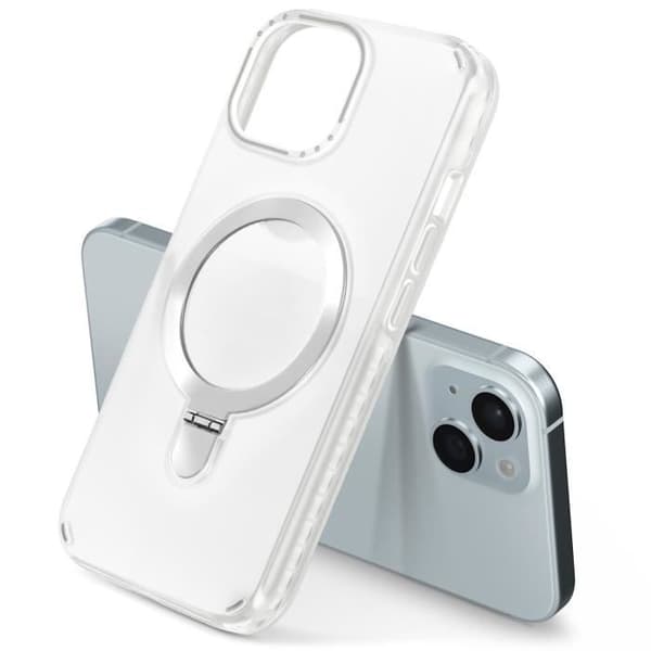 MagSafe-skydd för iPhone 15 Stöttålig med Fällbart Stöd Vit
