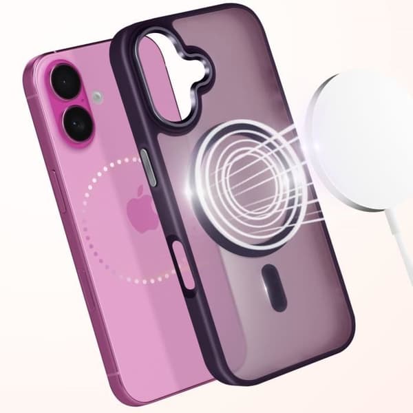Coque MagSafe för iPhone 16 Plus Mat Matt Frostad Lila Kontur