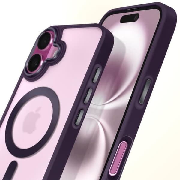 Coque MagSafe för iPhone 16 Plus Mat Matt Frostad Lila Kontur