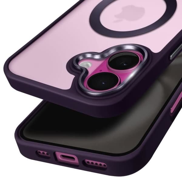 Coque MagSafe för iPhone 16 Plus Mat Matt Frostad Lila Kontur