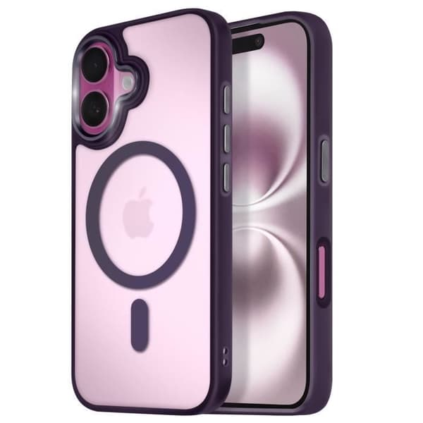 Coque MagSafe för iPhone 16 Plus Mat Matt Frostad Lila Kontur