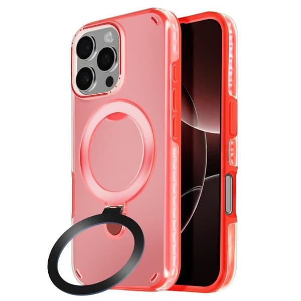 MagSafe-skal för iPhone 16 Pro Max Stötdämpande med Fällbart Stöd Röd