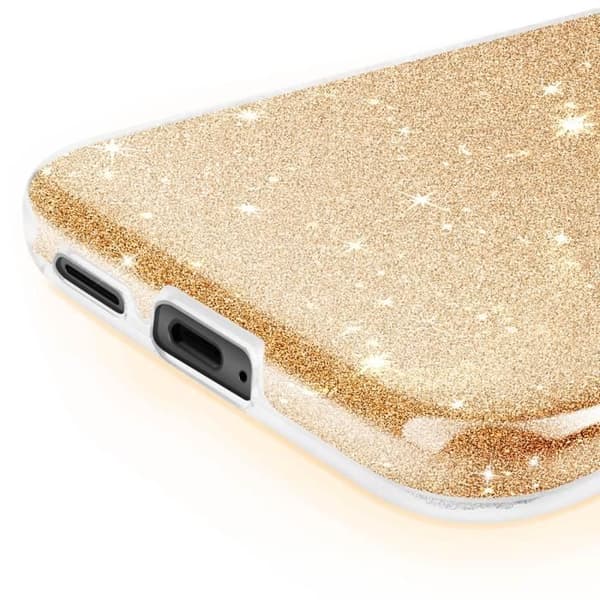 Coque Paillette för Samsung S24 Plus och S25 Plus Ultra tunn Silikon Guld