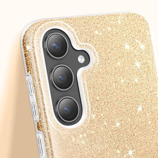 Coque Paillette för Samsung S24 Plus och S25 Plus Ultra tunn Silikon Guld