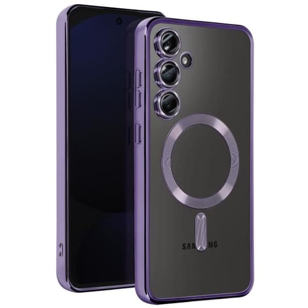 Coque MagSafe för Samsung Galaxy S24 FE Silikon Kontur Krom Lila