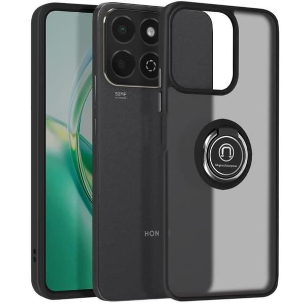 Coque för Honor 200 Smart Ring Metallisk Video Stöd Svart