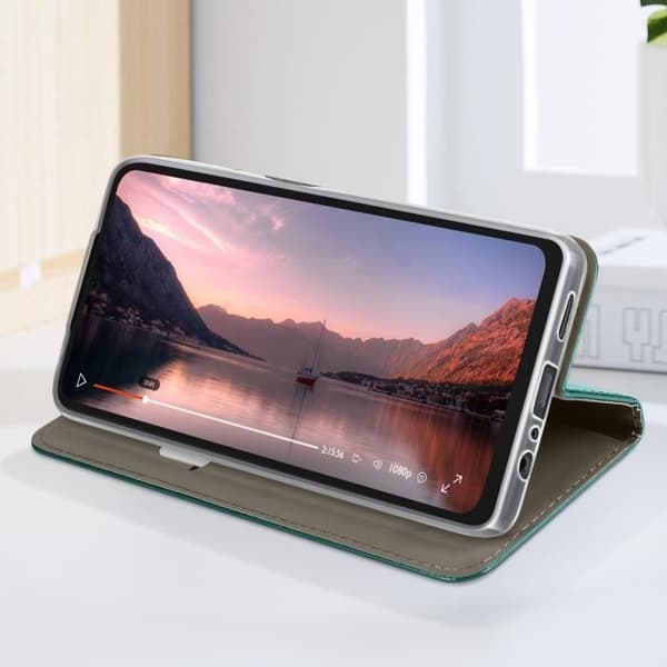 Fodral för Samsung Galaxy A06 Magnetiskt Lock Kortfack Mörkgrön