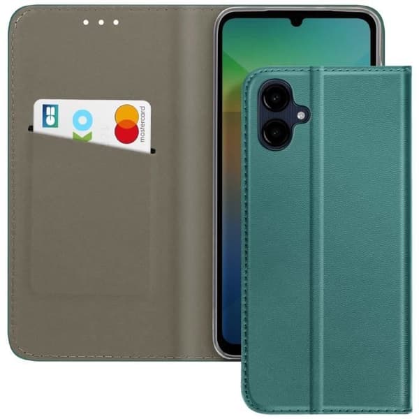 Fodral för Samsung Galaxy A06 Magnetiskt Lock Kortfack Mörkgrön