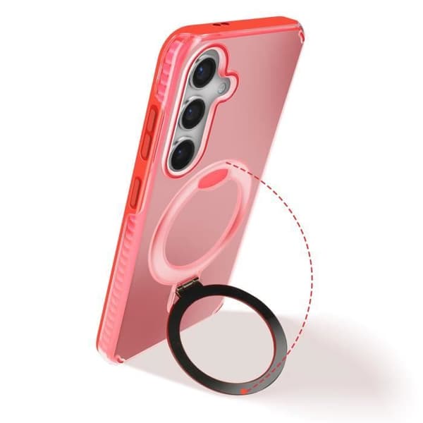 Coque MagSafe för Samsung S24 Plus och S25 Plus Stötbeständig Ställning Röd