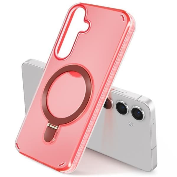 Coque MagSafe för Samsung S24 Plus och S25 Plus Stötbeständig Ställning Röd