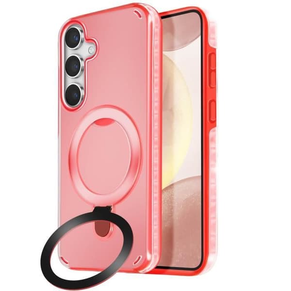 Coque MagSafe för Samsung S24 Plus och S25 Plus Stötbeständig Ställning Röd