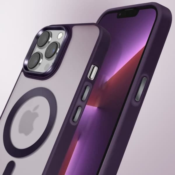 Coque MagSafe för iPhone 13 Pro Matt Frostad Baksida Lila Kant