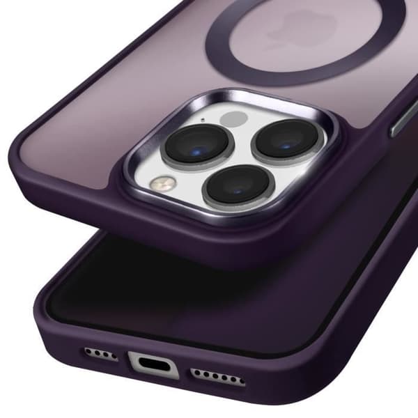 Coque MagSafe för iPhone 13 Pro Matt Frostad Baksida Lila Kant
