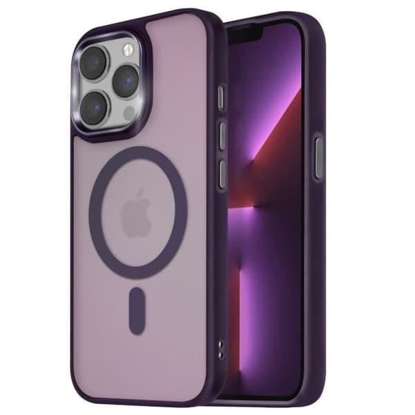Coque MagSafe för iPhone 13 Pro Matt Frostad Baksida Lila Kant