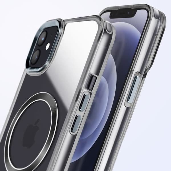 MagSafe-skal för iPhone 12 Pro och 12 Bakruta Kristallfärg Svart